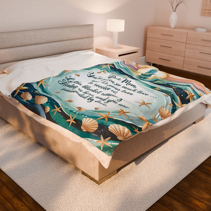 Mom Healing & Love Velveteen Plush Blanket – You’ve Given So Much, Now It’s Your Turn | Word Cloud Teal Throw | 3 Sizes | Comforting Mother’s Day Gift