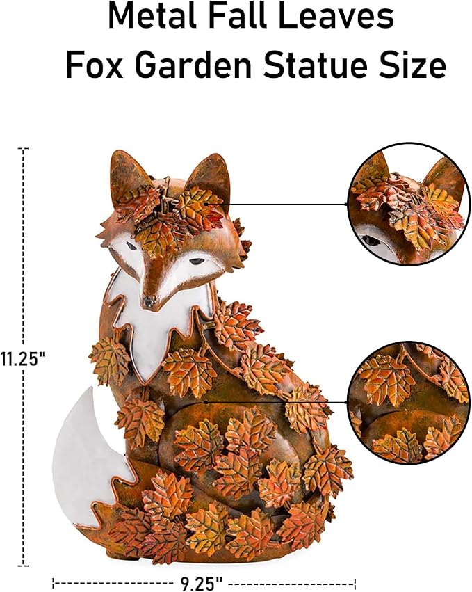 Handcrafted Metal Fox Garden Statue - Mid-Century Outdoor and Indoor Decor