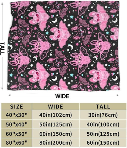 Pink Bat Fleece Throw Blanket – 60"x50" | Soft Cute Halloween Blanket for Kids, Girls & Adults | Couch, Sofa & Bed Throw