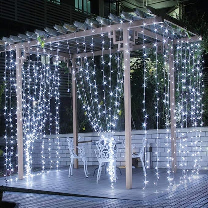 Cool White Curtain Lights – 594 LEDs 20x10ft | 27 Strings | Memory Function | The Wide-Format Backdrop for Wedding Head Table Pergola Canopy Bedroom Wall