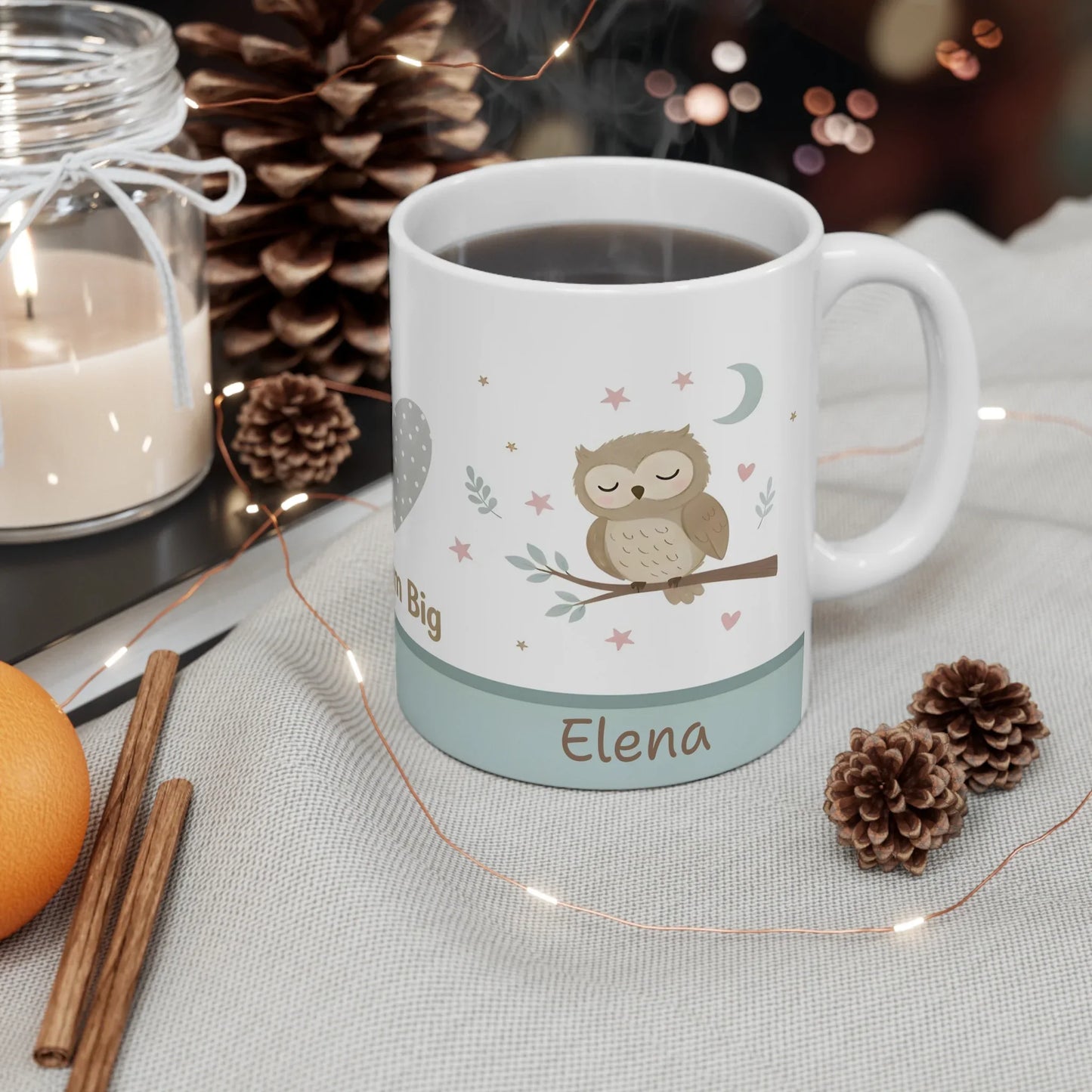 Dream Big Owl Mug — Personalized 11oz Cute Nursery Coffee Cup - Dream Dragons