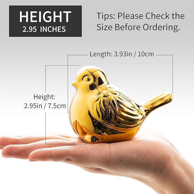 Set of 2 Ceramic Bird Figurines - Modern Boho Home and Office Decor