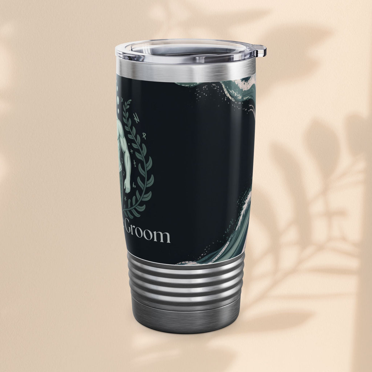 Father of the Groom Merman Tumbler – Poseidon Trident Ocean Wedding Gift | 20oz Insulated Stainless Steel | Black White or Steel | Beach Nautical Bridal Party
