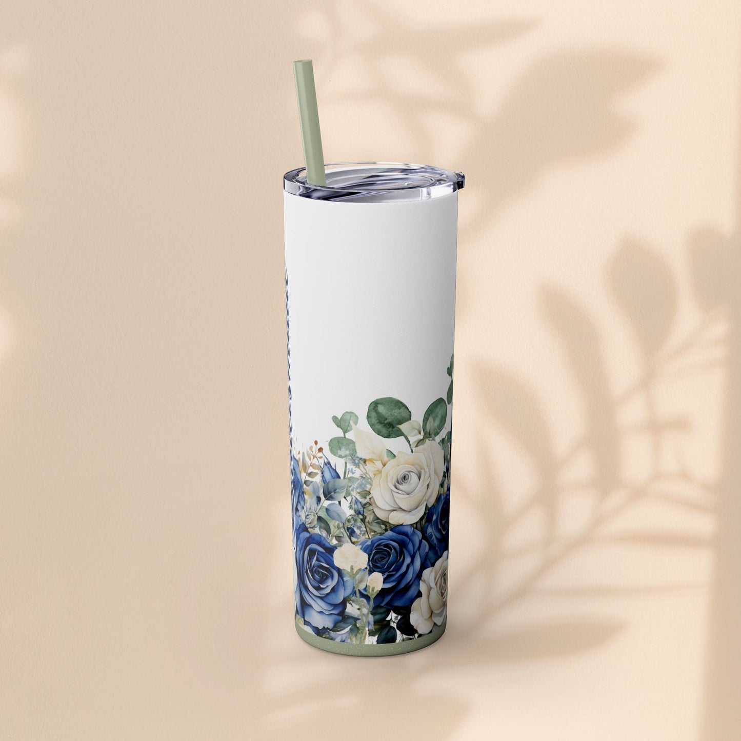 Bridesmaid Skinny Tumbler, 20oz Rose Floral Tumbler, Wedding Gift, Bridal Party, Customizable, Floral Tumbler