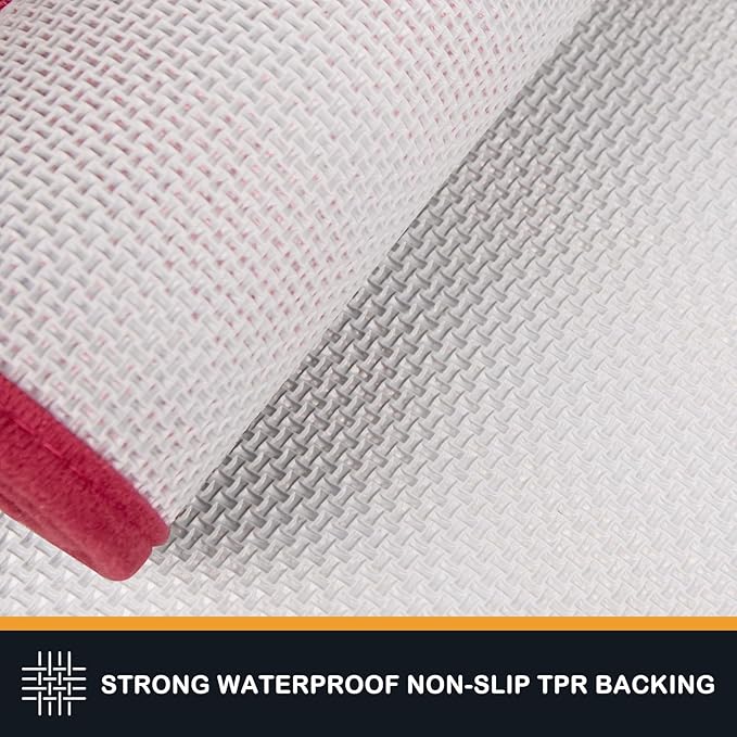 Burgundy red runner rug with non-slip TPR backing and woven underside