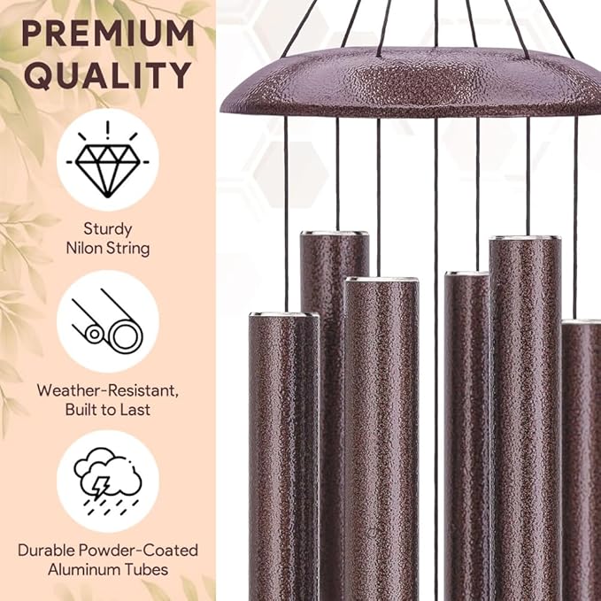 Bronze dragonfly wind chimes with powder-coated aluminum tubes and hanging canopy