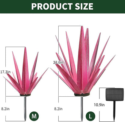 Metal Agave Garden Sculpture with Solar Light - Large Handmade Rustic Outdoor Decor