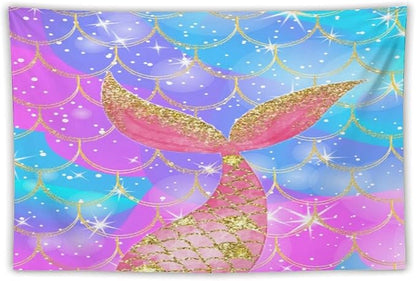 Mermaid Scales Wall Tapestry – 60" x 40" Colourful Shiny Mermaid Tail Pattern | Most Affordable Scales Size | Wall Hanging | Bedroom Living Room Dorm