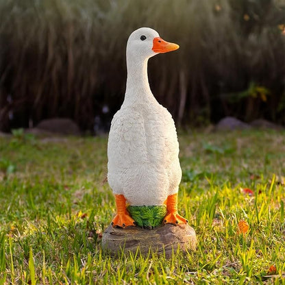 Hand-Painted Goose Garden Statue - 11-Inch Resin Outdoor and Indoor Decor