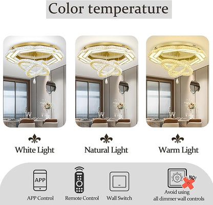 Chandelier color temperature options: white, natural, and warm light modes