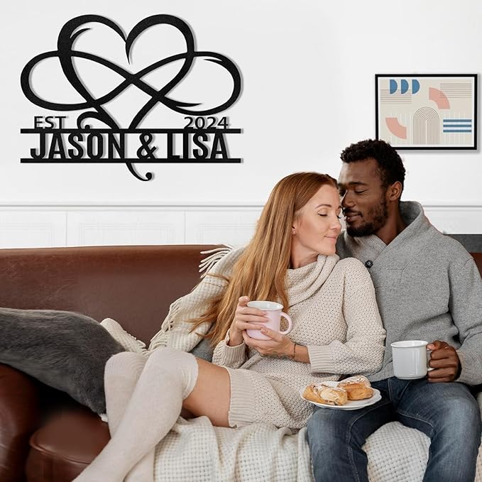 Infinity heart wall decor sign with EST Jason & Lisa, 2024