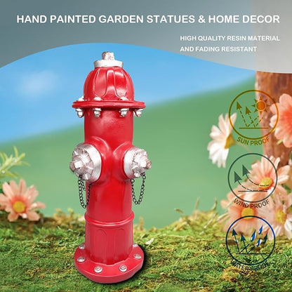 Fire Hydrant Garden Statue and Dog Potty-Training Post - 14.5-Inch Resin Decor