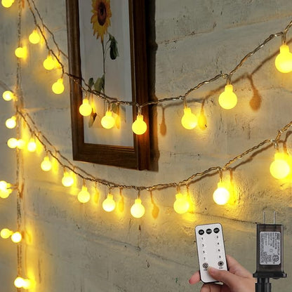 Mini Globe String Lights – 66ft 200 LED Warm White | IP44 Waterproof | Remote & Timer | Indoor Outdoor Party Wedding Garden Christmas