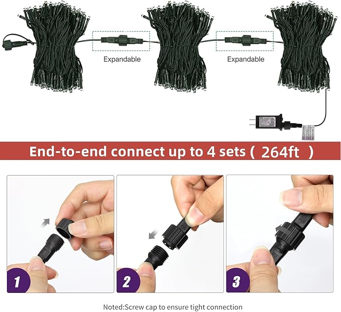 Expandable end-to-end connect mini LED string lights with screw connector