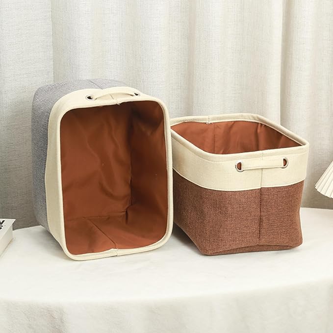 Personalized Kids Storage Basket with Name - Purple Two-Tone Linen Bin for Nursery and Personalized Baby Gifts