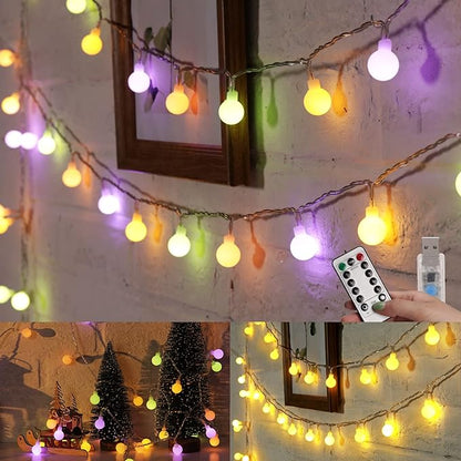 USB Mini Globe String Lights – 33ft 100 LED | 2-in-1 Multicolour & Warm White | 8 Modes Remote Timer | Indoor Outdoor Party Wedding Christmas Camping