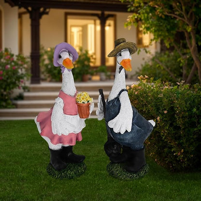 Large Porch Goose Garden Statue - Hand-Painted Resin Farmhouse Outdoor Sculpture and Porch Decor