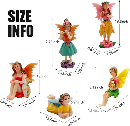 Set of 10 Fairy Garden Figurines with Forest Animals and Benches - Resin Outdoor Decor