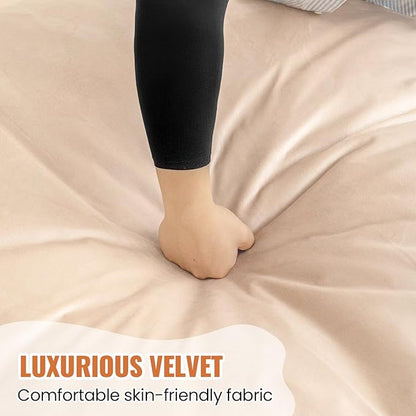 4ft Sand Linen Velvet Bean Bag Chair - Warm Neutral Sponge Fill Lounger for Boho, Scandi, and Family Rooms