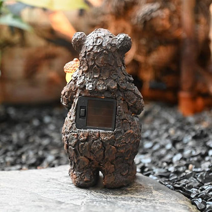 Bear Solar Garden Statue with LED Lights - Waterproof Resin Outdoor Decor