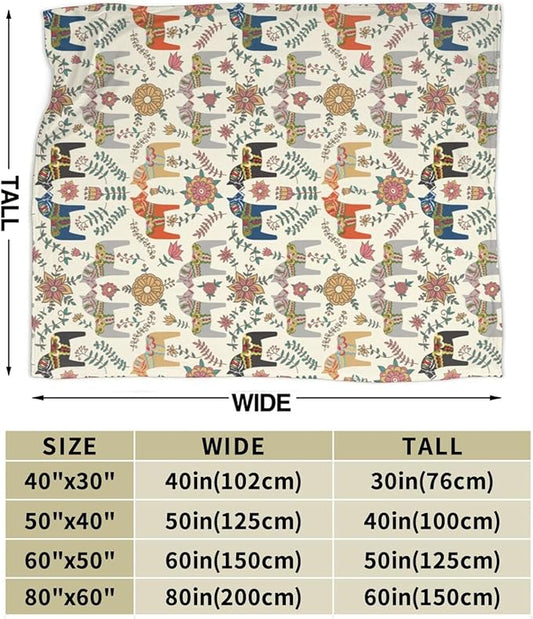 Swedish Dala Horses Kids Throw Blanket – 50"x40" | Soft Fleece Children’s Blanket | Scandinavian Folk Art Design | Gift for Kids & Baby