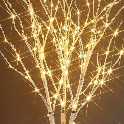 White Birch Lighted Branch for Vase – 32" 150 LED Warm White | Flexible Timer & Dimmer | Nordic Christmas Centrepiece Indoor Outdoor Decor