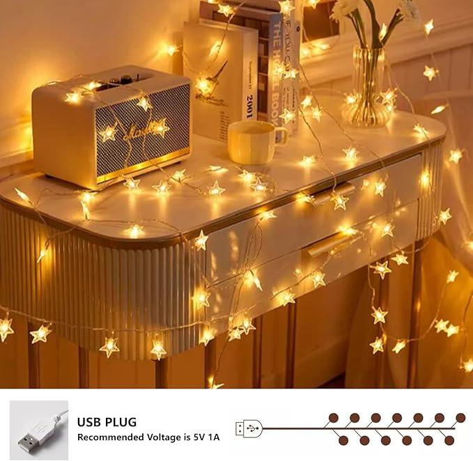 Princess Bed Canopy with Star String Lights – Double-Layer Round Lace | Fits All Bed Sizes | Girls & Adults Fairy Tale Bedroom Canopy