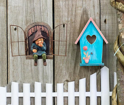 Whimsical Fairy Garden Gnome Statue, Tree Faces Decor Outdoor -5.9 Inch, Funny Garden Tree Decoration,Ideal Patio Yard Lawn Porch Decoration