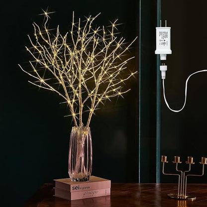 Lighted Birch Branches – 32in 150 LED Warm White | Timer & Dimmer | Flexible Twig Stems for Vase | Wedding Christmas Party Indoor Outdoor Centrepiece
