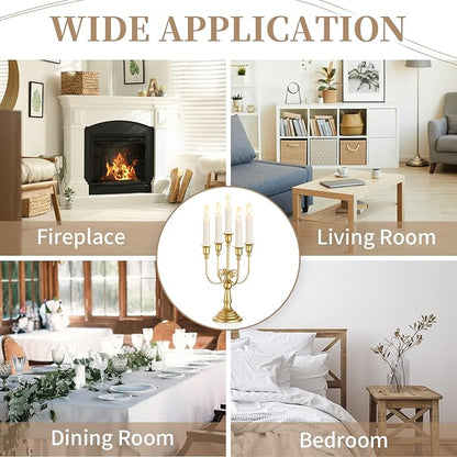 Gold 5-arm metal candelabra for home decor with five candles