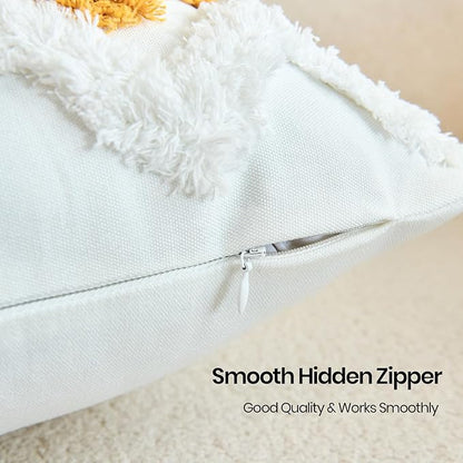White pillow cover detail showing smooth hidden zipper on textured fabric