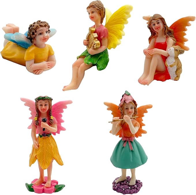 Set of 10 Fairy Garden Figurines with Forest Animals and Benches - Resin Outdoor Decor