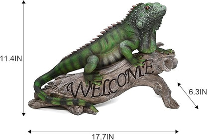 Large Iguana Garden Statue - Hand-Painted Resin Lizard Outdoor Sculpture and Collectible Decor