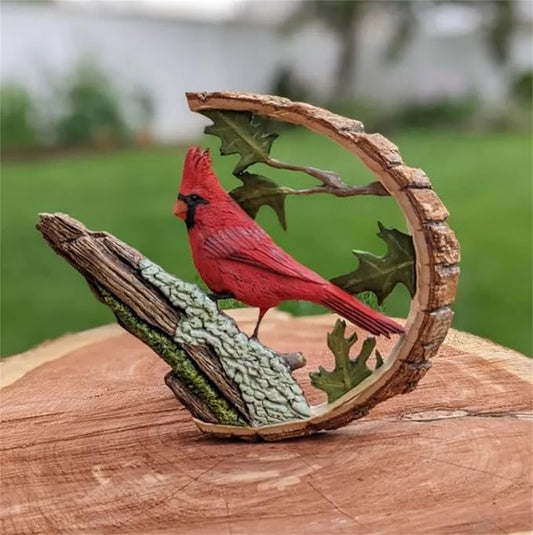 Hand-Carved Cardinal Bird Sculpture - Wooden Cardinal Figurine Pair, Cardinals Appear When Angels Are Near, Sentimental Bird Lover Gift