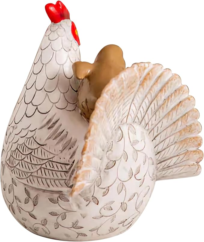 Chicken Garden Statue - Hand-Painted Resin Farmhouse Outdoor Decor
