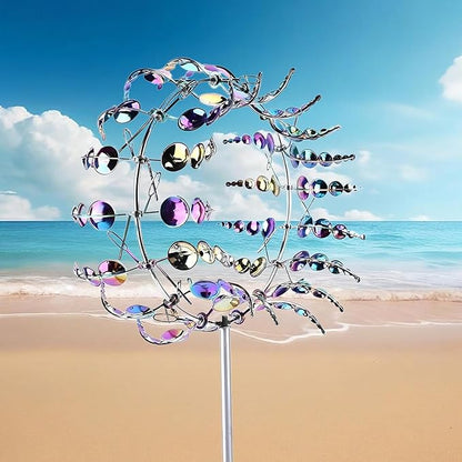 3D Kinetic Metal Wind Spinners – 2-Pack Colorful Garden Wind Sculpture | Multi-Directional Ball Bearing | Yard & Garden Decor