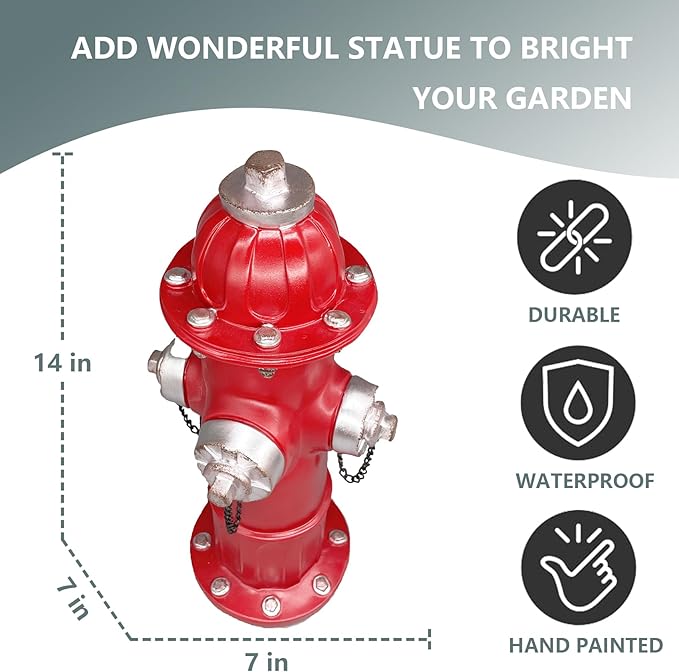 Fire Hydrant Garden Statue and Dog Potty-Training Post - 14.5-Inch Resin Decor