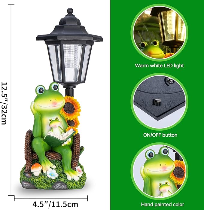 Solar Rabbit Garden Statue with Lantern - 12.5-Inch Waterproof Resin Decor