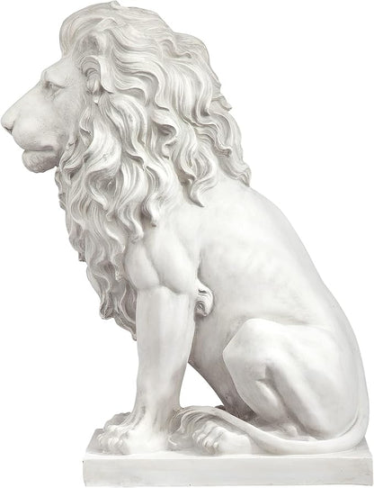 Lion of Florence Sentinel Garden Statue - 28-Inch Antique Stone Resin Indoor/Outdoor Decor