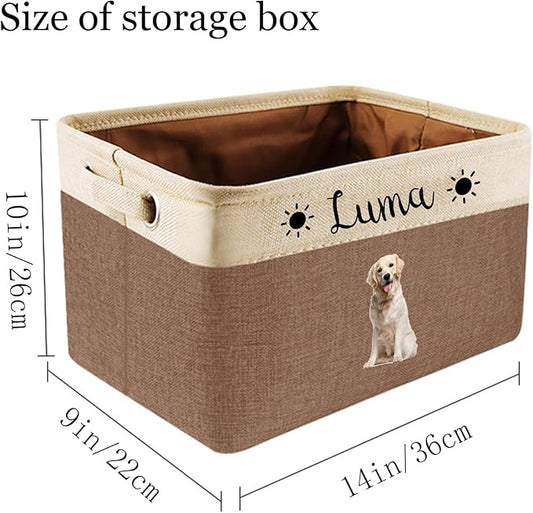 Personalized Kids Storage Basket with Name - Purple Two-Tone Linen Bin for Nursery and Personalized Baby Gifts