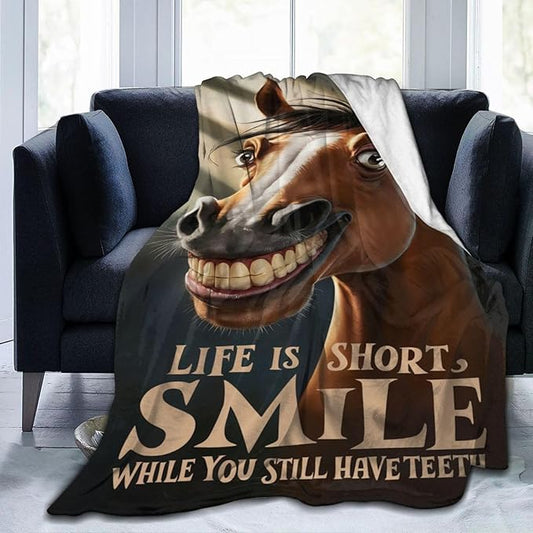 Funny Horse Kids Throw Blanket – 50"x40" | Soft Fleece Novelty Blanket | Fun Gift for Horse Lovers, Boys & Girls