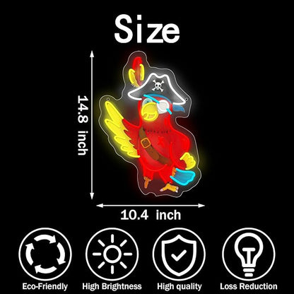 Pirate Parrot Neon LED Wall Sign – Red Parrot Light | Pirate Party Decoration & Wall Decor | Unique Gift for Friends