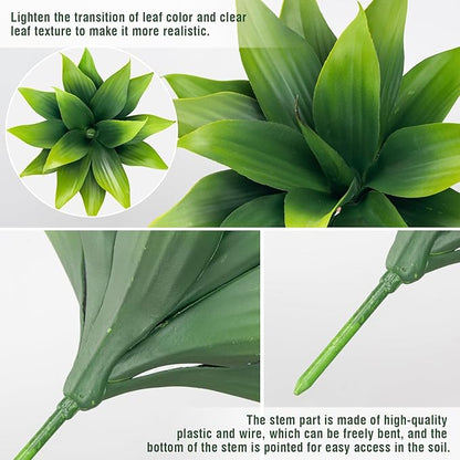 Green faux agave leaves with realistic texture, faux stems