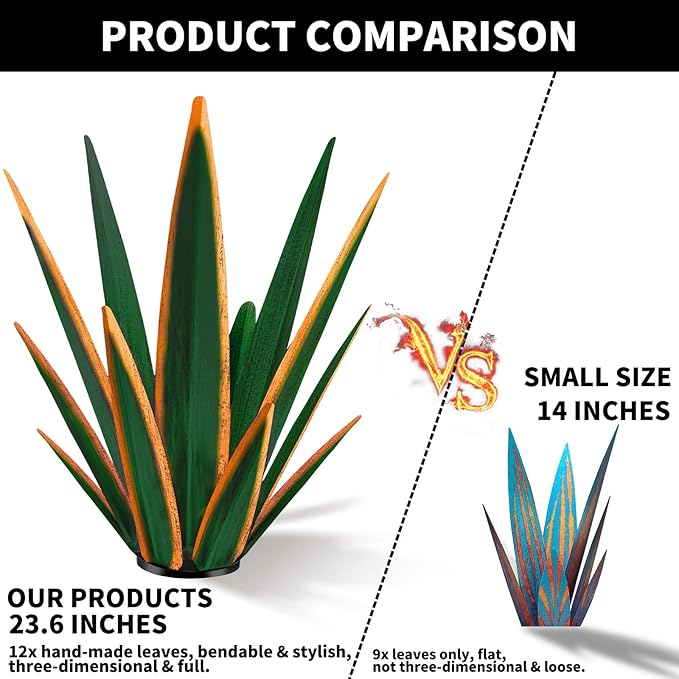 Large Hand-Painted Metal Agave Garden Sculpture