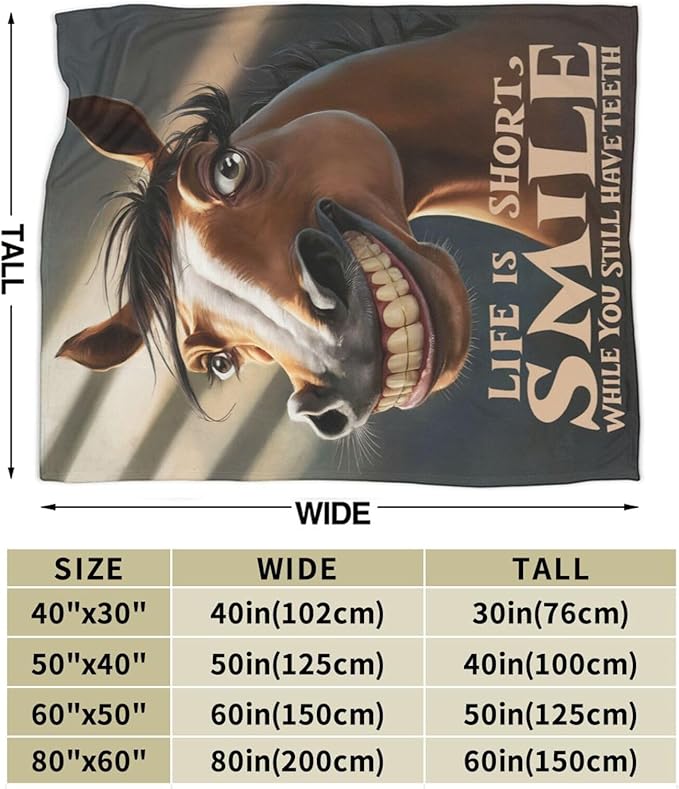 Funny Horse Kids Throw Blanket – 50"x40" | Soft Fleece Novelty Blanket | Fun Gift for Horse Lovers, Boys & Girls