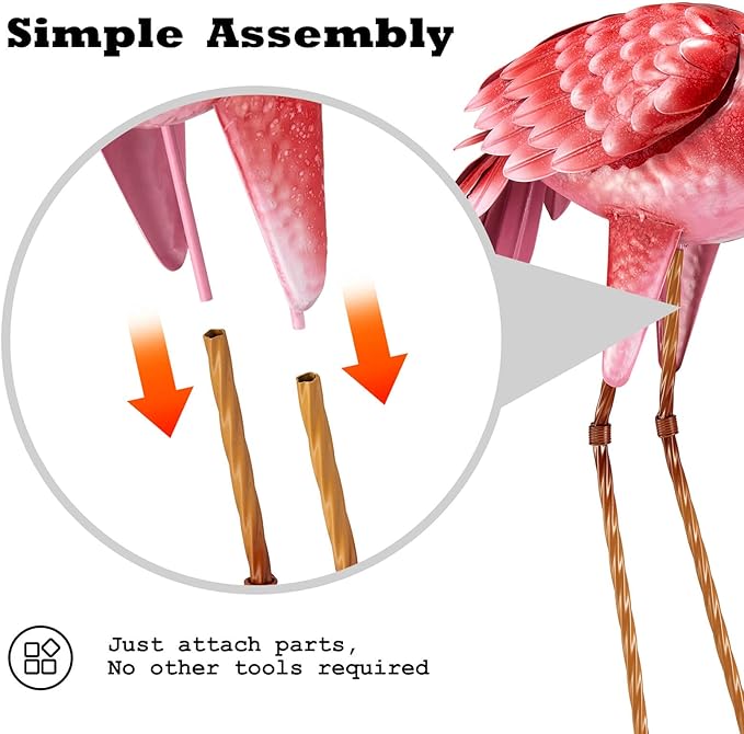 2-Pack Large Metal Flamingo Garden Statues - Weather-Resistant Bird Yard Art