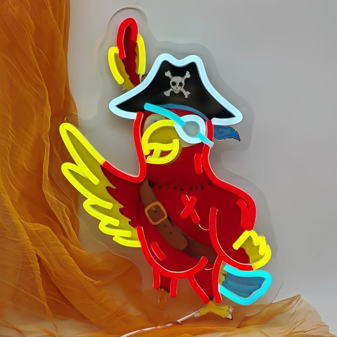 Pirate Parrot Neon LED Wall Sign – Red Parrot Light | Pirate Party Decoration & Wall Decor | Unique Gift for Friends