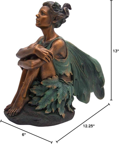 Fairy Garden Statue Holding Knees - 13-Inch Whimsical Resin Outdoor Decor