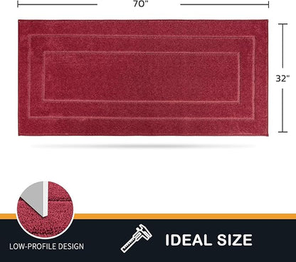 Rectangular burgundy red dirt-trapping entryway runner, low-profile design