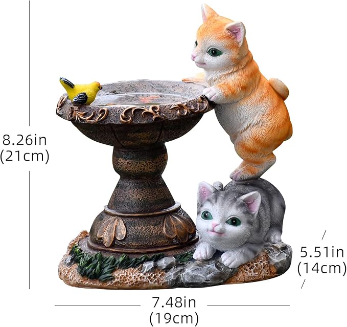 Multicolor Cat Solar Garden Statue with LED Lights - Resin Outdoor Figurine for Garden, Lawn, Patio, Porch, Yard, and Pond Decor